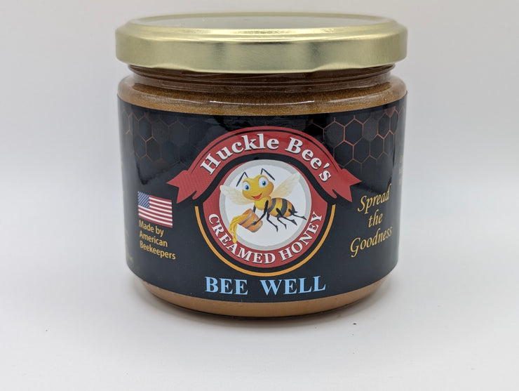 1 LB - "Bee Well" - Creamed Honey with Lemon, Ginger, Garlic, Tumeric, Lemon Peel, Bee Pollen