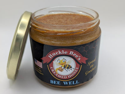 1 LB - "Bee Well" - Creamed Honey with Lemon, Ginger, Garlic, Tumeric, Lemon Peel, Bee Pollen